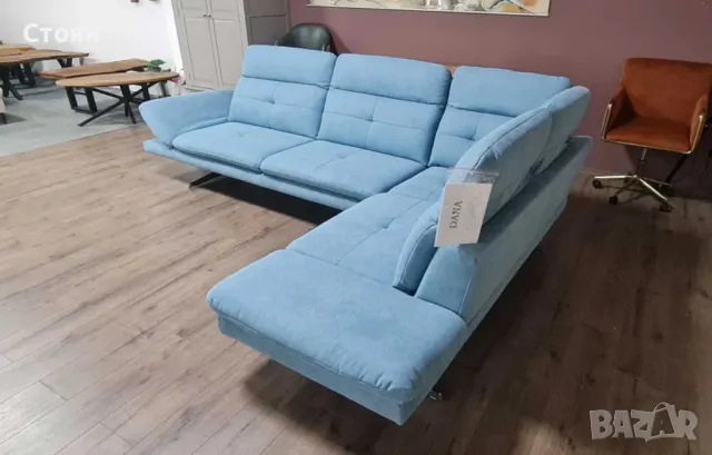 ПРОМОЦИЯ!!! Син ъглов диван от плат "DANA", снимка 12 - Дивани и мека мебел - 48633016