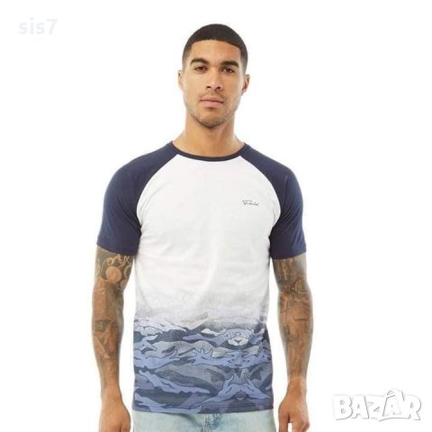 Мъжка тениска Fluid с градуиран камуфлаж с принт морско синьо