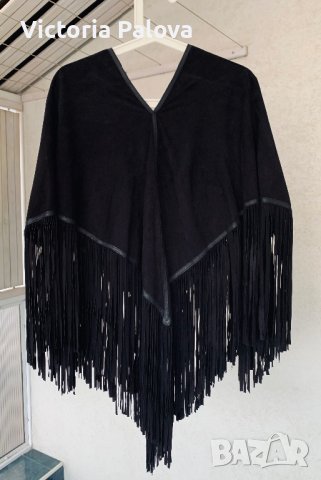 Луксозно кожено тънко яке-наметало с ресни STELLA-NOVA Дания, снимка 12 - Якета - 36027752