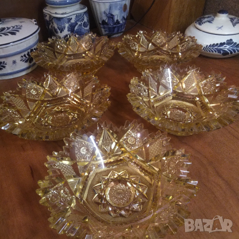 Бохемски рядък жълт кристал купи разпродажба, снимка 2 - Сервизи - 36222590