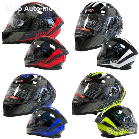 Мото каска Automat, Двоен визьор, S, M, L и XL размер, M69, Черен/червен