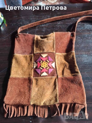 Уникална бохо чанта от естествен велур много запазена, снимка 2 - Чанти - 53190330