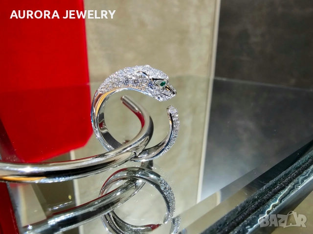 CARTIER Panthere de Cartier White Gold Paved Diamonds Дамски Пръстен, снимка 3 - Пръстени - 52821446