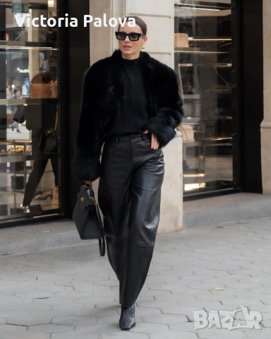 Модерен кожен панталон агнешка кожа