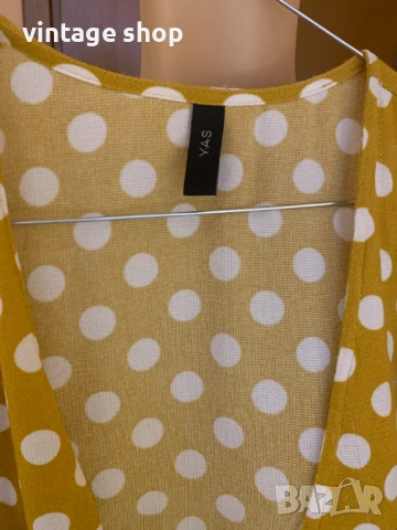 Рокля YAS  с десен точки в цввят горчица, размер M/L, снимка 10 - Рокли - 53811948