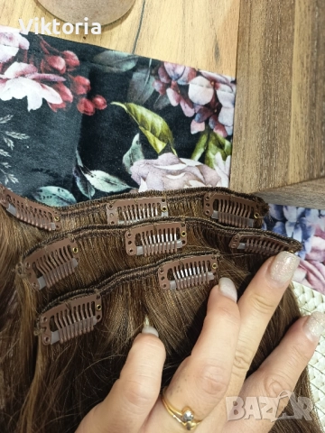 Естествена коса 50см.80гр.с клипси , снимка 5 - Аксесоари за коса - 52392678