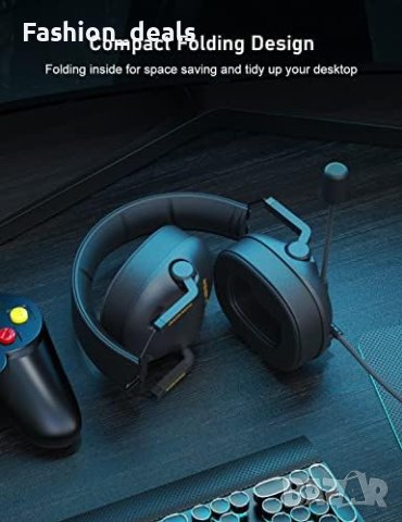 Нови сгъваеми геймърски слушалки с микрофон с шумопотискане/Лаптоп Игри , снимка 4 - Слушалки и портативни колонки - 41361350