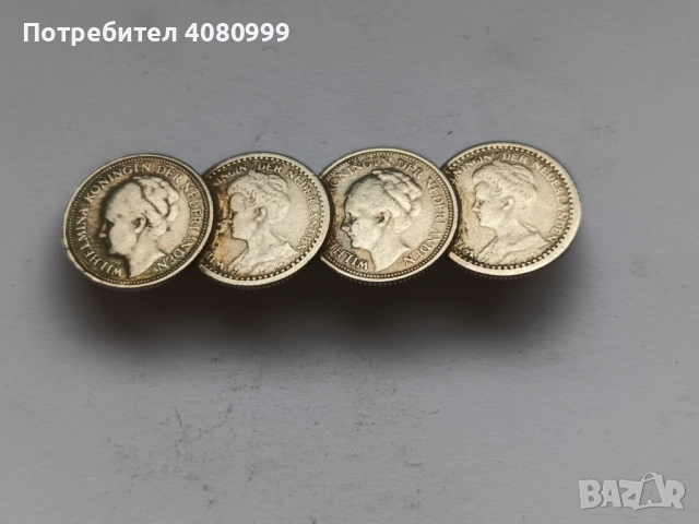 Сребърна брошка от четири десет центови холандски монети, снимка 3 - Нумизматика и бонистика - 53705416