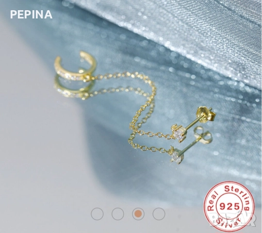 Сребърна обеца с циркон, снимка 3 - Обеци - 51848453