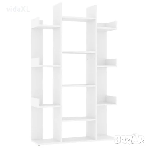 vidaXL Шкаф библиотека, бял, 86x25,5x140 см, инженерно дърво