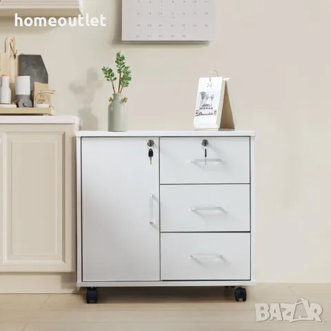 ПРОМОЦИЯ Мобилен шкаф за съхранение SGWS-ST-0273WH, снимка 2 - Шкафове - 48866859