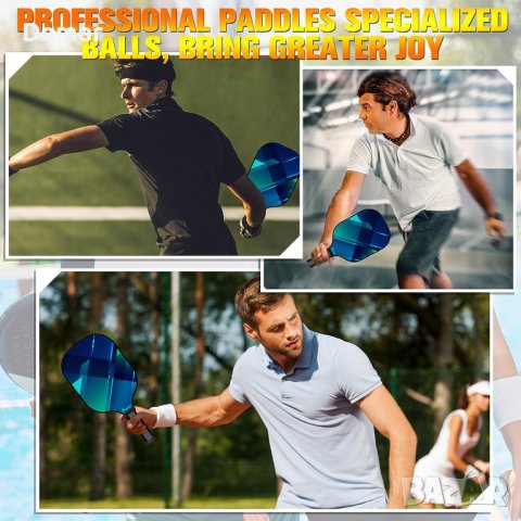 Pickleball Paddles Комплект от 2 PickleAce ракета - хилки, топчета фибростъкло, снимка 5 - Тенис - 41887485