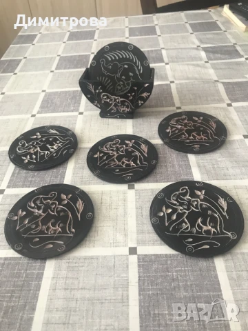 Гранитни гравирани подложки за чаши - комплект, снимка 3 - Други - 50931297