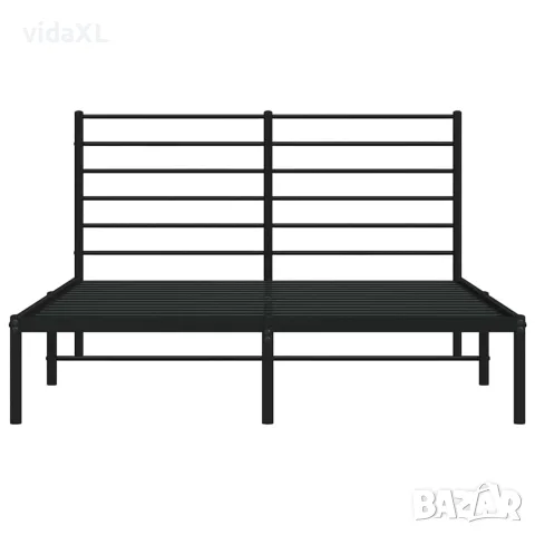 vidaXL Метална рамка за легло с горна табла, черна, 140x190 см, снимка 6 - Спални и легла - 56147223