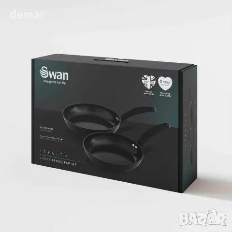 Swan SWPS2021BLKN Stealth Комплект тигани от кован алуминий от 2 части 24/28 см, черни, снимка 7 - Съдове за готвене - 48863381