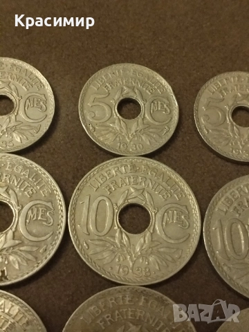 5-10 Сантима Франция 1921 г., снимка 3 - Нумизматика и бонистика - 51883153