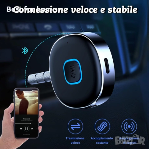 Hoppac Bluetooth 5.0 AUX Адаптер за кола – Hands-free разговори, Шумопотискане и 16ч. Батерия, снимка 6 - Bluetooth слушалки - 53212413