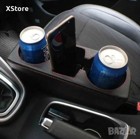 Органайзер - Поставка за чаши и телефон с кожено покритие за кола, снимка 2 - Аксесоари и консумативи - 52481989