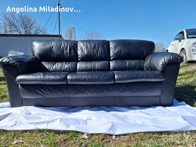 Италиански диван естествена кожа , снимка 2 - Дивани и мека мебел - 53807700