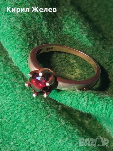 ИЗЯЩЕН СРЕБЪРЕН Тип ГОДЕЖЕН ПРЪСТЕН СРЕБРО 925 с ГОЛЯМ ЮВЕЛИРНО ФАСЕТИРАН ГРАНАТ или РУБИН 38674