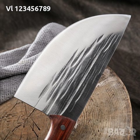 Широк кухненски нож / сатър 205х325 мм ръчно кован, снимка 3 - Ножове - 42225487