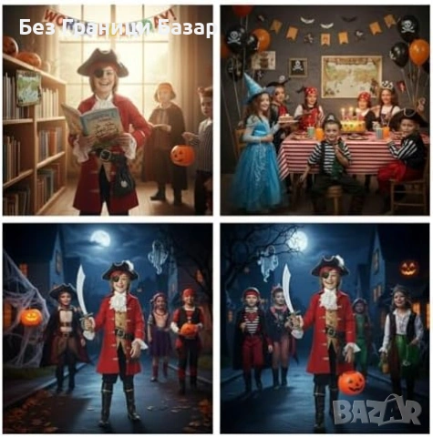 Нов Детски пиратски костюм 8 части 3-10 години шапка меч аксесоари, снимка 7 - Други - 53566243