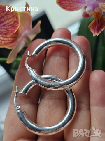 Нови сребърни обеци халки