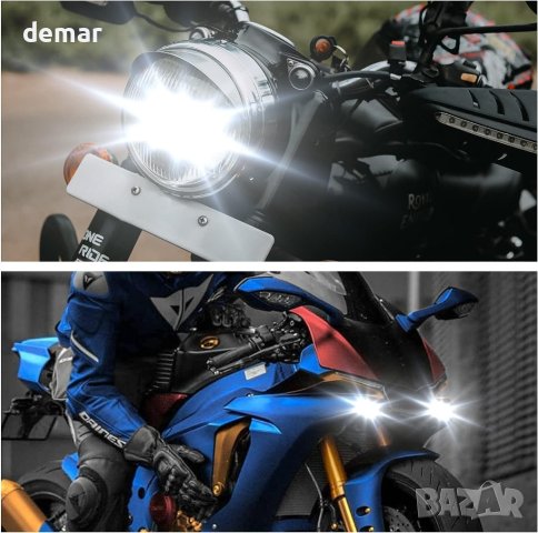 Biqiure 2 бр H6M LED крушка за мотоциклетни фарове Бяла, 12V P15D, снимка 7 - Части - 42024686