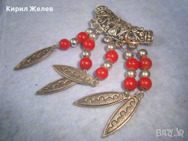 СРЕБРИСТ НЕЖЕН КРАСИВ ОРНАМЕНТИРАН АРТ НУВО СТИЛ МЪНИСТЕН МЕДАЛЬОН 25348