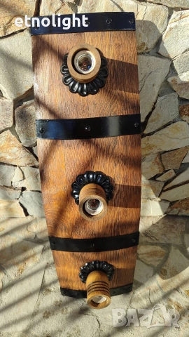 Изработвам полилеи от автентични дъбови бъчви с ръчно изработени дървени чашки и ковано желязо , снимка 4 - Полилеи - 53334357