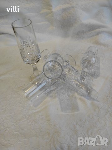 Чаши за аперитив и шампанско / вино от оловен криста, снимка 3 - Чаши - 39480399