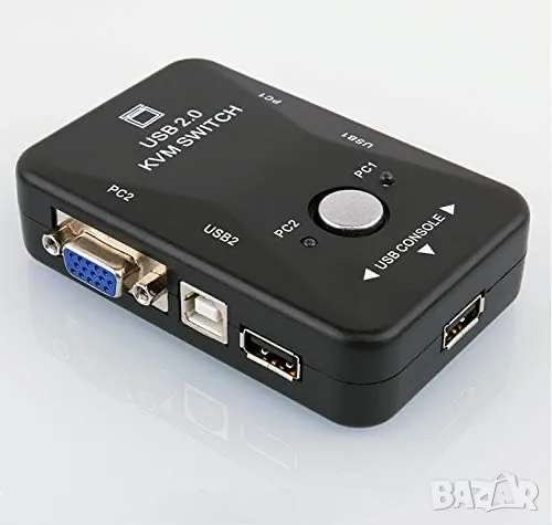 Нов 2-портов VGA USB KVM превключвател – управлявайте два компютъра с един монитор и периферия, снимка 3 - Друга електроника - 55750774
