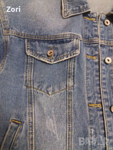 Светлосиньо дамско дънково БОМБЪР яке, снимка 5 - Якета - 40367314