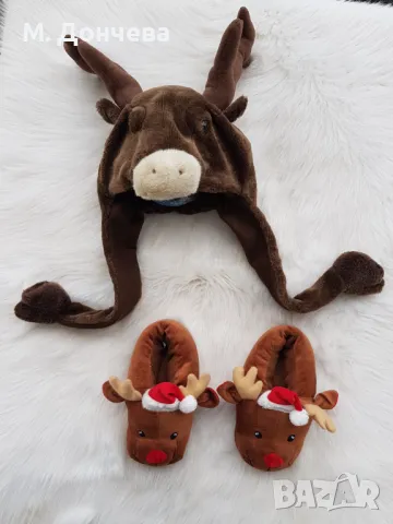 Коледна шапка Елен - универсален размер, снимка 15 - Шапки, шалове и ръкавици - 48376751