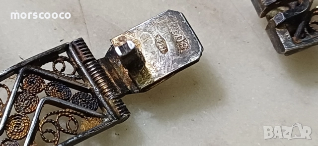 старинна сребърна гривна филигран - Au:800/1000 , снимка 4 - Гривни - 52461476