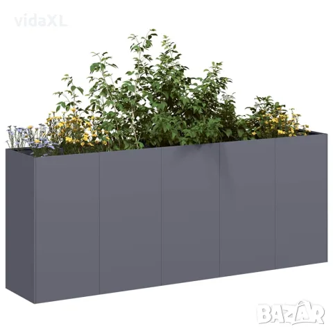 vidaXL Кашпа, антрацит, 200x40x80 см, студеновалцувана стомана, снимка 2 - Саксии и кашпи - 56148269