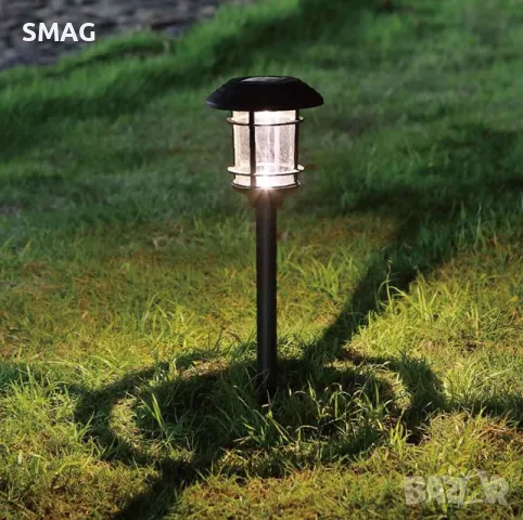LED слънчев фенер соларна лампа бяла светлина пластмаса черен 33 см S_1190379