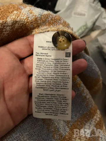 Y.A.S Вълнено карирано палто, XL, снимка 7 - Якета - 49535585