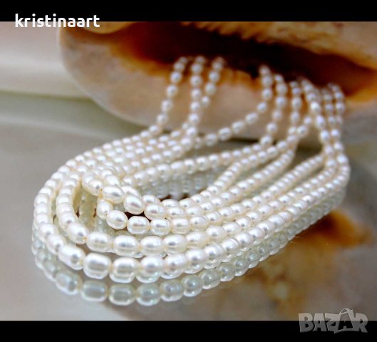 Петредов колие  от бели естествени перли, снимка 2 - Колиета, медальони, синджири - 38690372