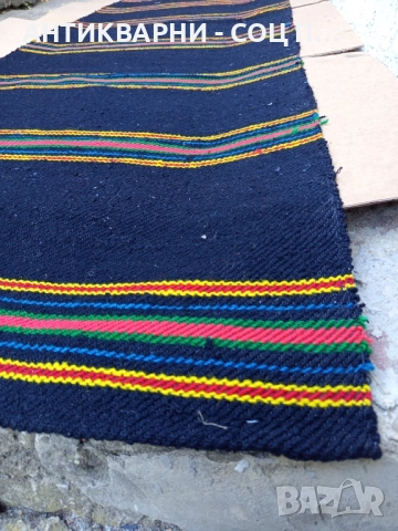 Соц Стара Ръчно Тъкана Двустранна Черга Пътика 250см./75см. , снимка 2 - Антикварни и старинни предмети - 51738440
