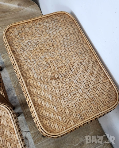 Комплект ратан масичка и табуретки, снимка 10 - Столове - 53659338