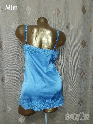 Jacky Luxury L Синя сатенена нощница , снимка 3 - Нощници - 48007669