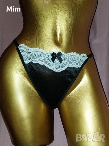 М Сатенена, еластична черна полупрашка с бяла дантела 