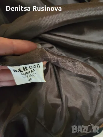 Дамски костюм сако. и пола, кафяв велур размер 46 отговаря на М-L. Много запазен, снимка 6 - Костюми - 48547416