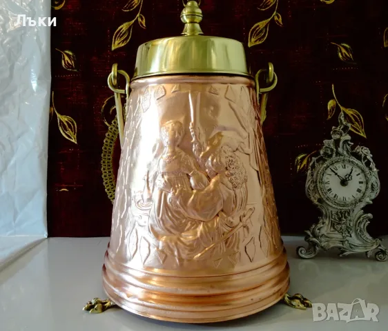 Меден каминен съд за въглища,дърва,картина Рембранд. , снимка 2 - Антикварни и старинни предмети - 55889543
