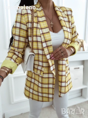 Дамско карирано сако, 3цвята , снимка 4 - Сака - 53527044
