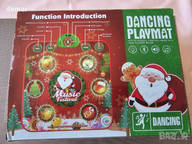 Коледна подложка за танци за деца 4+ г., светеща с 6 LED клавиша и безжичен Bluetooth, акумулаторна , снимка 9 - Музикални играчки - 47376464