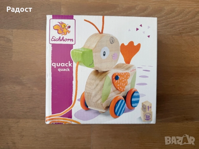 Дървена играчка за дърпане Eichhorn - Пате