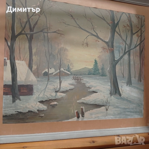 Живопис Картина в рамка зимен пейзаж , снимка 3 - Картини - 52720360