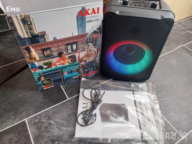 Преносима тонколона с Bluetooth LED дисплей USB слот AUX вход - AKAI ABTS-V10, снимка 2 - Bluetooth тонколони - 48390896